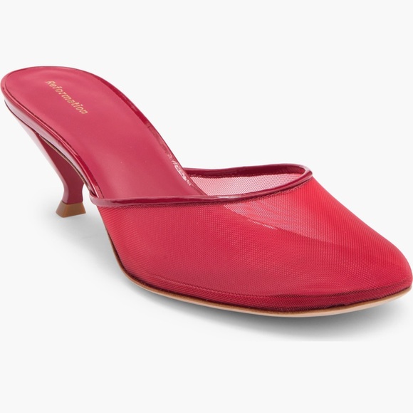 Reformation Kalinka Mesh Kitten Heel Mule Red 8.5 NWT - Picture 5 of 9